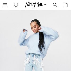 High wasted fringe mom jeans